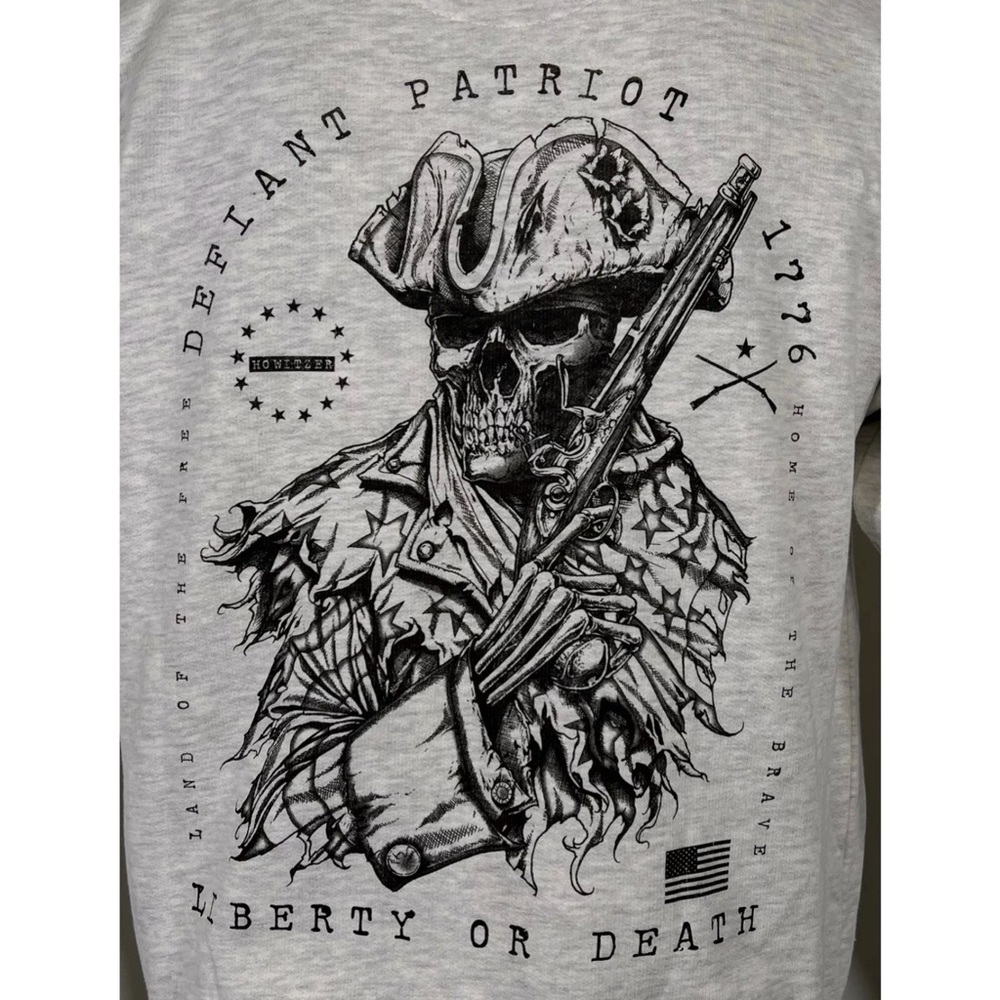 Howitzer Style Men's Hoodie DEFIANT PATRIOT Military Grunt White - Picture 4 of 6